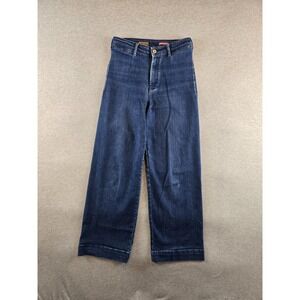 Anthropologie Pilcro Jeans Sz. 26 Navy The Skipper Cropped Wide Leg Pant Stretch
